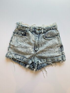 American Apparel Acid Wash High-Rise Denim Shorts - Light Blue